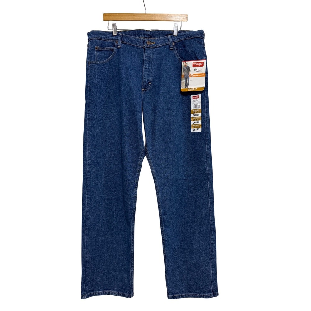 Wrangler Five Star Premium Flex Relaxed Fit Jeans Blue 38x30 1097FXVMD